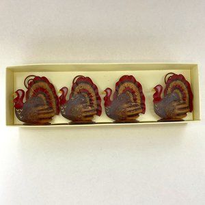 Regal Art & Gift 4 Pc Set Metal Thanksgiving Turkey Place Card Holder Set in Box
